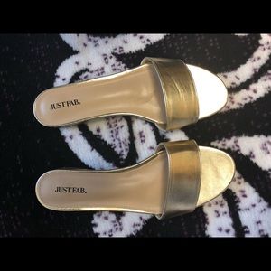JustFab Gold slides / slippers / sandals